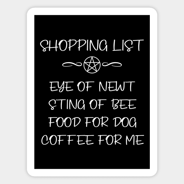Dog Food and Coffee Witchy Shopping List Cheeky Witch® Magnet by Cheeky Witch